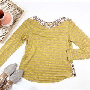 Anthropologie Postage Stamp Yellow Stripe Long Sleeve Blouse